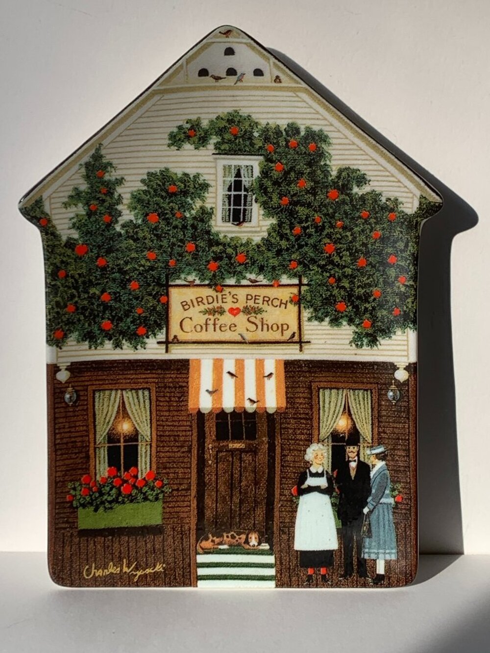 Wysocki Folktown Birdies Perch Coffee Shop Collectors Plate 1st Issue Bradford